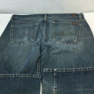 Seven 7 For All Mankind Flare Blue Jeans Size 36 X 33 Medium Wash Distressed